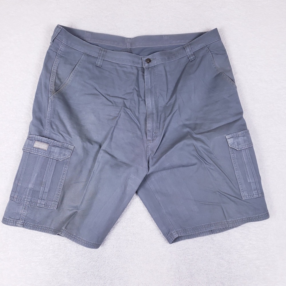 Wrangler Cargo Shorts Men 42 Blue Gray Flat Front Twill Rugged Utility Gorpcore